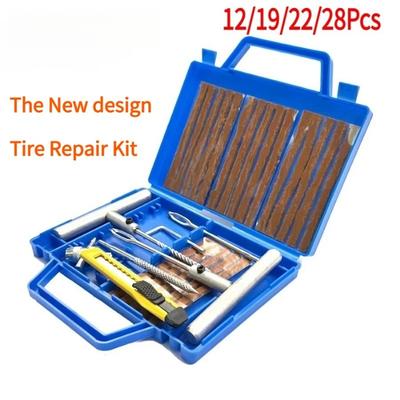 Universal Tire Repair Tools,12/18/22/29pc Heavy Duty Tire Plug Kit To Fix Punctures and Plug Flats Patch Kit for Car Motorcycle