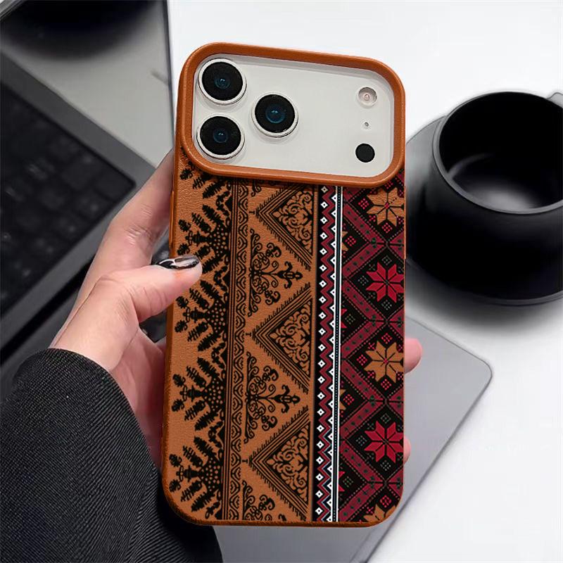 Vintage Totem Pattern TPU Phone Case For iPhone 17 16e 16 15 Pro Max 14 13 12 Pro Max 11 Air Soft Leather Texture Silicone Cover