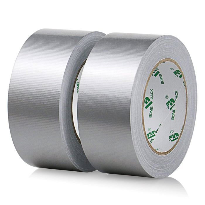 Ruban Adhésif Toilé - SSS - BOMEI PACK Unil - Argenté - 50 mm x 30 m - 2 Rouleaux