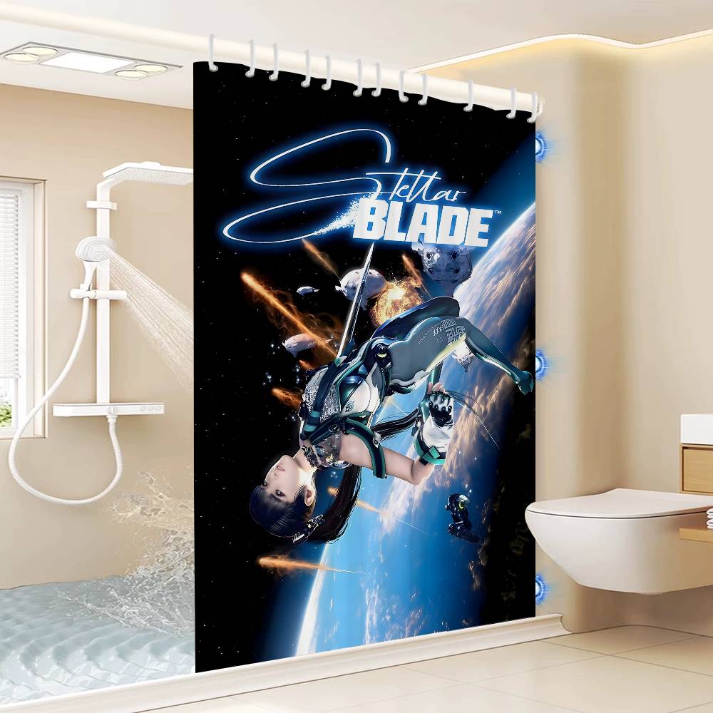 Game Stellar Blade Bathroom Shower Curtain Shielding Partition Shower Curtain Quick Dry Can Be Scrubable Light Opaque Bath