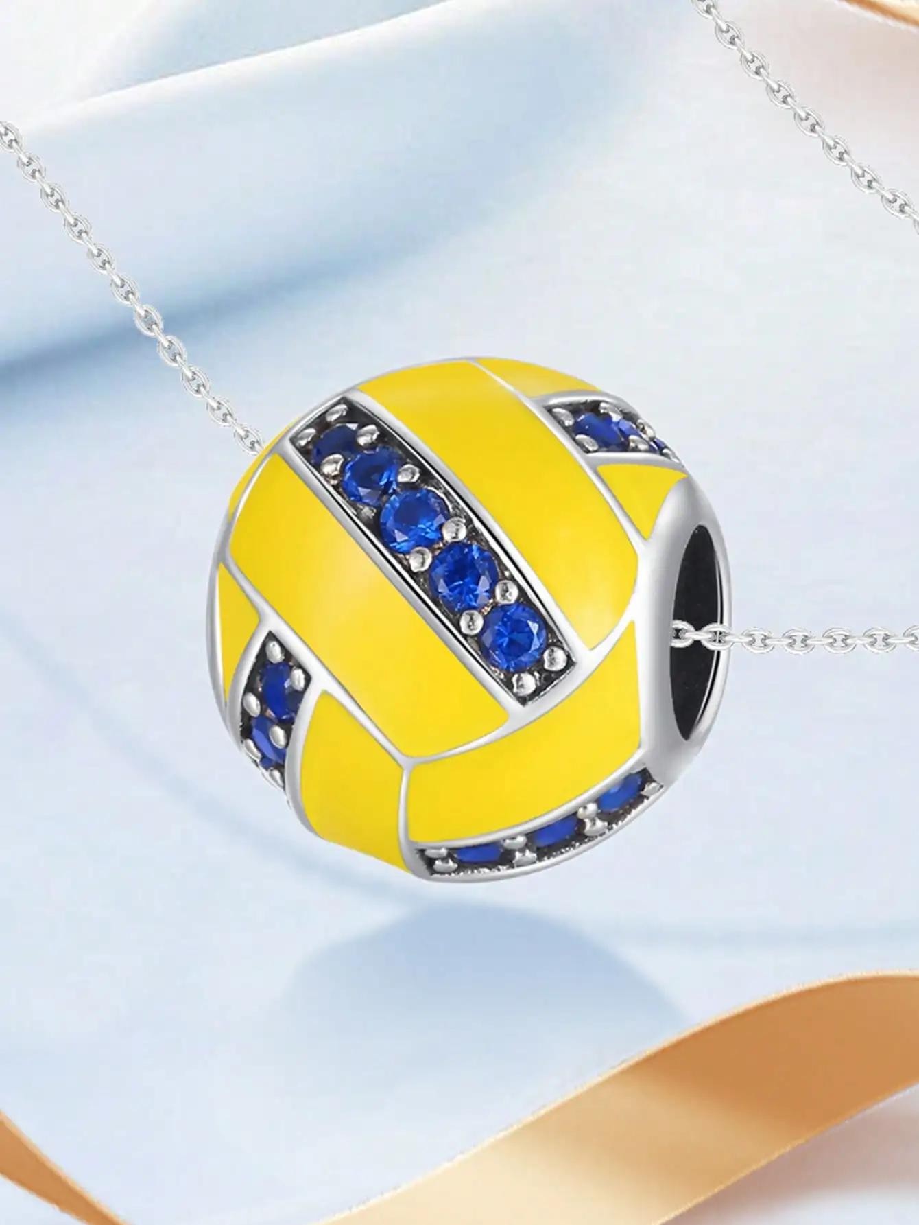 

Charm Bead Charms Plata copper Colors Pink Heart Basketball Bead Charm Pendant for Authentic Bracelets for Women Do It Yourself Jewellery Love Gift
