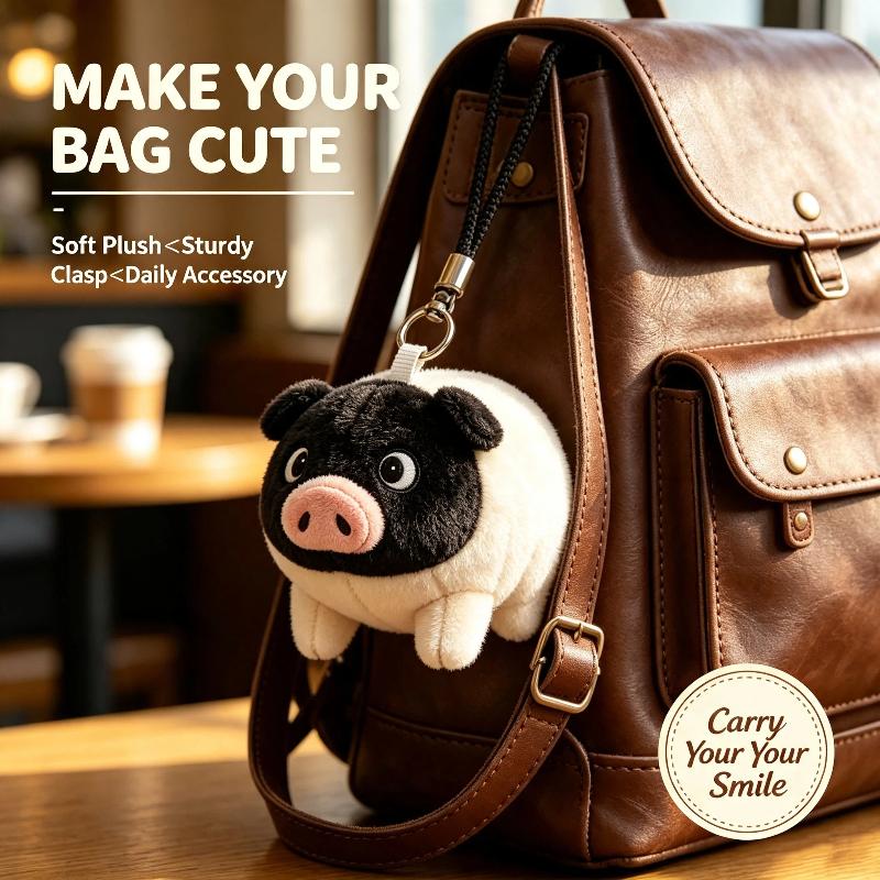 Cute Cartoon Plush Piggy Keychain – Adorable Bag Charm Cartoon Doll And Holiday Gift
