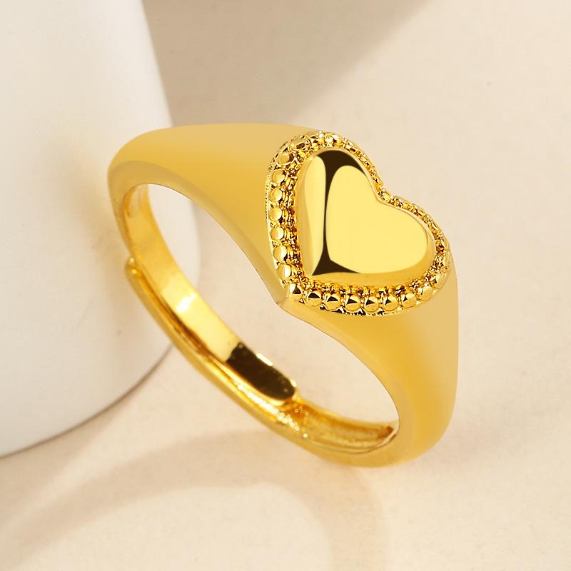 Ring love smooth sailing, safe wishful thinking, leaf wheat ears retro simple live female diamond