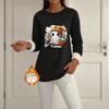 Women's Lined Long Sleeve Neck Halloween Print Top