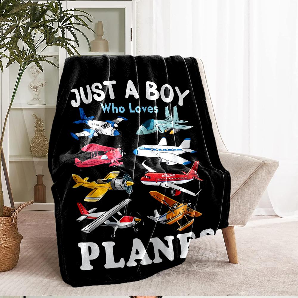 Airplane Theme Printed Blanket - Perfect for Couch, Bed, Travel & Outdoor Use | Machine Washable, Cozy & Durable.