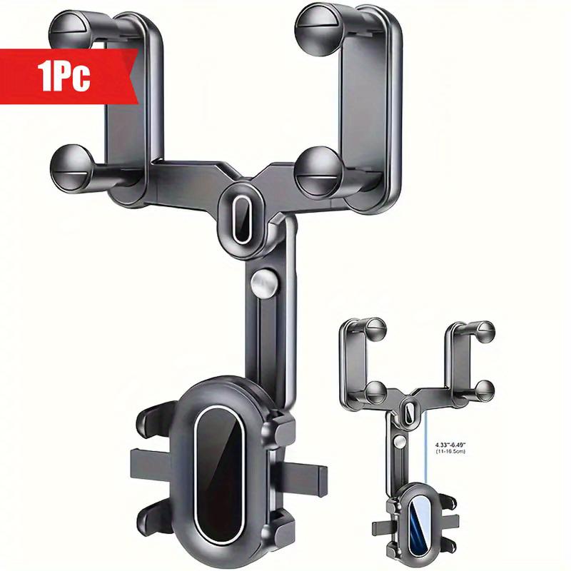 1 Stück Schwarz 360° Drehbarer Auto Rückspiegelhalterung, Verstellbarer Teleskop GPS & Smartphone Halter, Unterstützt 4-7 Zoll Geräte