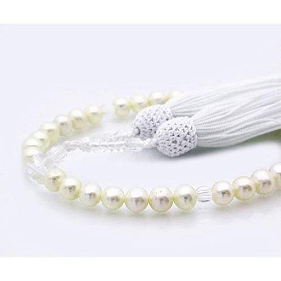 [enyapearl] Genuine Pearl Prayer Beads, 7.5mm-8mm, Freshwater Pearls, White Tassel, Comes with a Dedicated Case, Suitable for All Sects, Pearl Prayer