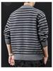2025 Men's American-Style Striped Knit Sweater: Round Neck, Thick, Plus Size, Warm Autumn/Winter Layer
