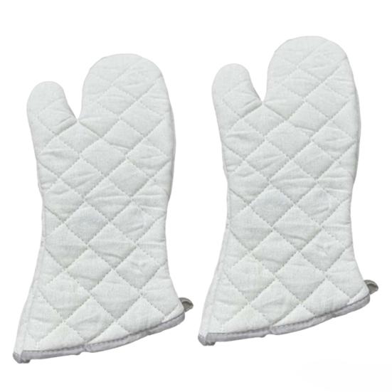 2Pcs Thickened Cotton Oven Mitts Heat-Resistant Baking Gloves for Microwave And Grill Non-Slip Machine Washable Essential Kitchen Tool