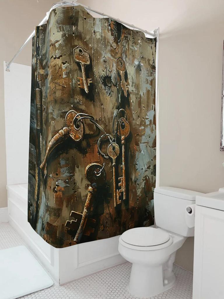 Rustic Keys Shower Curtain Vintage and Artistic Bathroom Decor