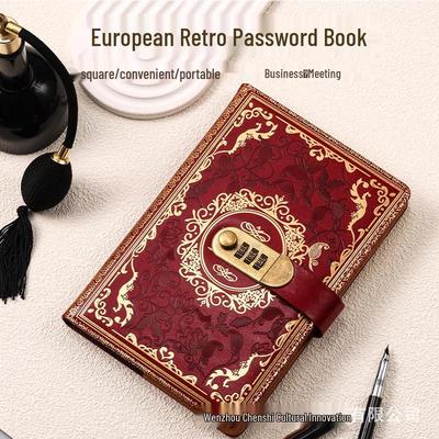 Europäisches A5 Retro Abschließbares Notizbuch: Kreatives Schülertagebuch mit Zahlenschloss