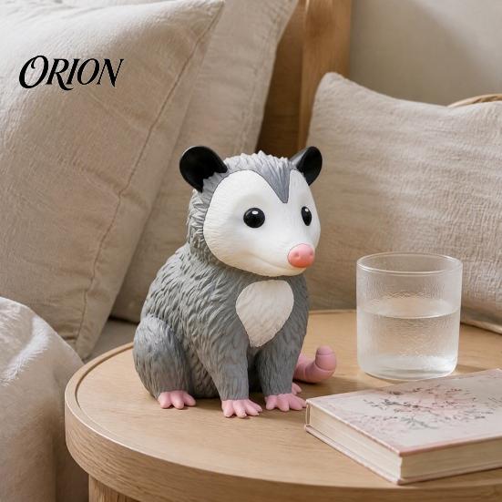 Decorative PLA Possum Crafts 3D Printed Opossum Figurine, Cute Sitting Statue, Indoor Outdoor Realistic Animal Statues for Garden Porch Desktop Decor,
