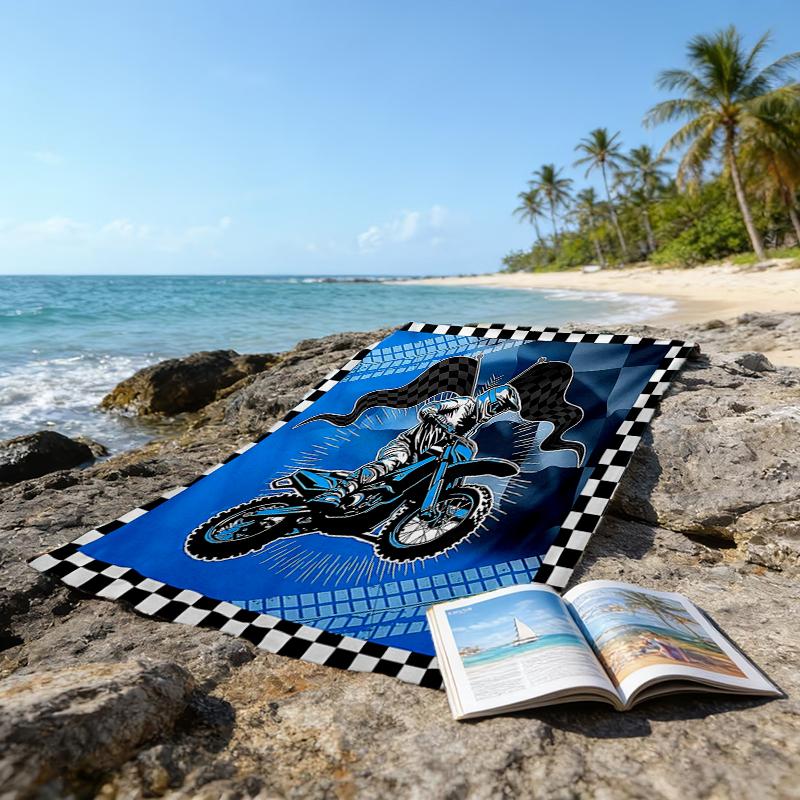 Serviette de plage ultra-douce sur le thème des motos tout-terrain, Idéale pour la piscine - le camping, la plongée - Essentiel de voyage parfait, Serviette de plage vibrante.