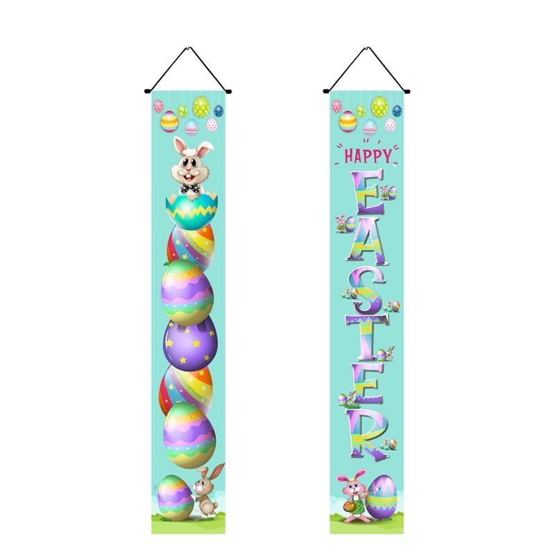 Porch Easter Sign Couplet Banner Party Decoration Egg Bunny Door Holiday Hanging