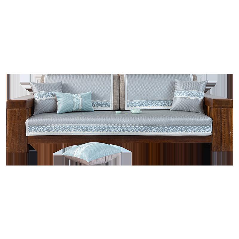 Summer Sofa Cushion New Chinese Style Ice Silk Cool Non-Slip Seat Cushion Summer High-End  New Solid Wood Sofa Cover