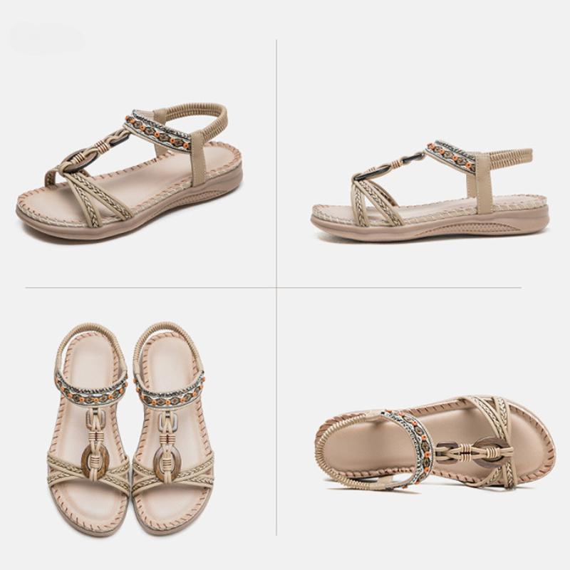 Johnature Bohémské univerzální sandály sváteční móda Pohodlné dámské plážové boty s měkkou podrážkou