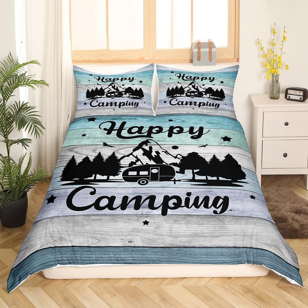 Camping Themed Motorhome Cartoon 3D Print Bedding Set Cozy Duvet Cover King Queen Twin Single Size Birthday Gift Bedroom Decor