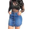 Dames Hoge Taille Potlood Minirok Knopen aan de Voorkant Split Zoom Hoge Stretch Denim Rok Sexy Streetwear Zomer Korte Rok