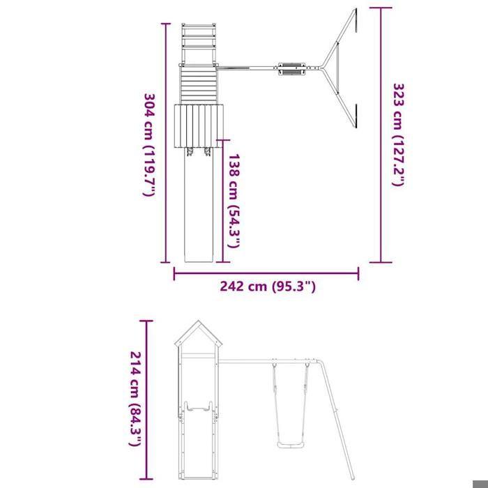 VidaXL Outdoor Playground Solid Pine Wood, Play Set, Wooden Play Set, Playground Set, 3155876
