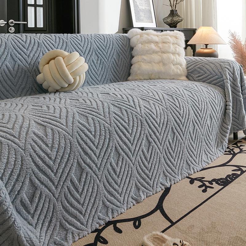 Cremefarbener Wind Plüschsofa Handtuch All-inclusive Universal Herbst und Winter Verdickte Sofabezug Einfache Sofabezug Decke