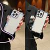 Diamond Glitter Crossbody Necklace Lanyard Case For iPhone 16 16E 11 12 13 14 15 Pro Max Plus Bling Transparent Soft Cover