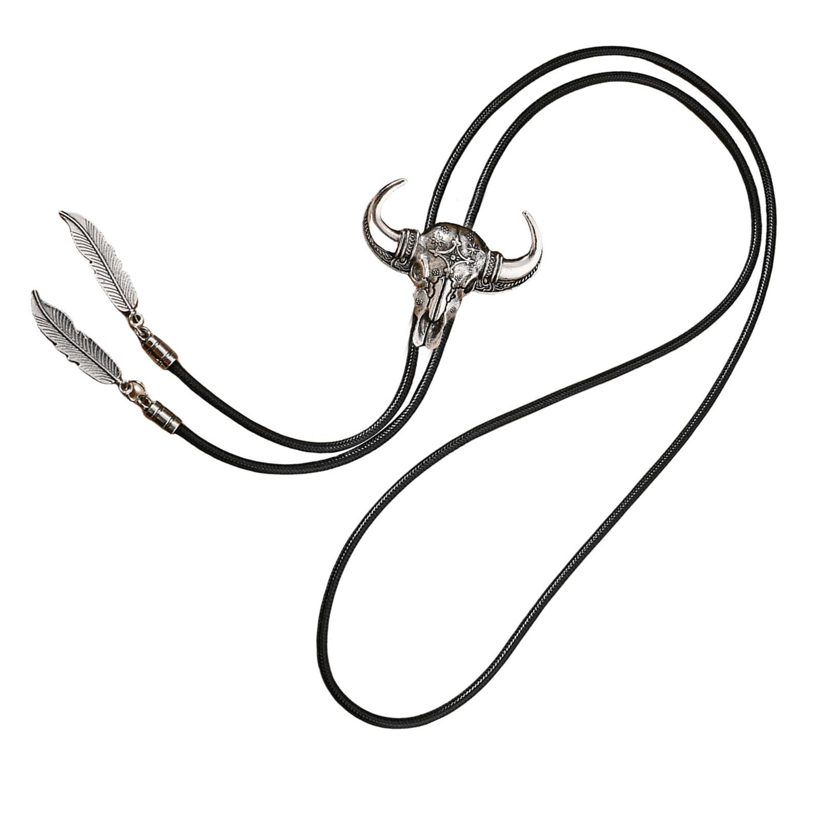 

Мужской галстук-боло из искусственной кожи на шнурке, западный ковбойский галстук, винтажные бирюзовые украшения, кулон в виде пера, западное ожерелье F