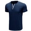 Mens Slim Fit V Neck Henley Short Sleeve Solid Casual T Shirt