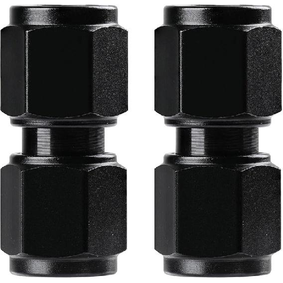 Ucreative 6AN Female to 6AN Female Straight Swivel Coupler Union Fitting Adapter Aluminum Black 2PCS