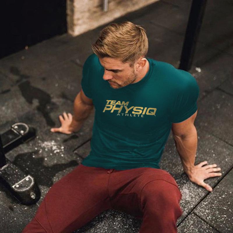 Men's Spring Sports Short-Sleeve T-Shirt with Custom Logo - European & American Style, Large Size, Breathable Cotton for Training