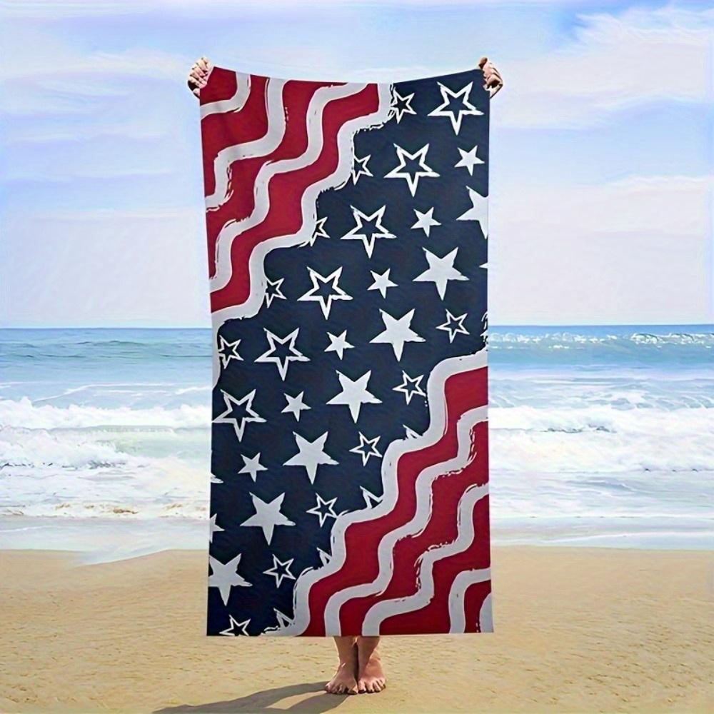

1pc American Flag Pattern Beach Towel - Quick-Dry, Sand-Proof, Lightweight, Machine Washable, Contemporary Style, Polyester W30*H60(CM)