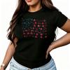 Floral American Flag Womens TShirt  Cotton Funny Graphic Short Sleeve Tee Novelty Shirt Casual Crew Neck Top SXl