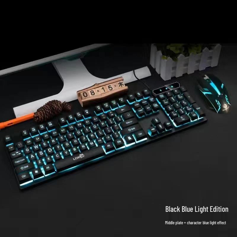 Backlit Wired Gaming Keyboard & Mouse Set with True Mechanical Feel and Suspended Keycaps