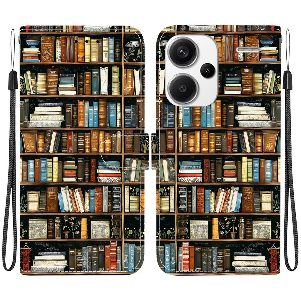 Handgefertigte PU-Leder-Klapphülle für Xiaomi Redmi Note 13 Pro+/ Note 13 Pro Plus 5G Rutschfeste Stoßfeste Hülle mit Handschlaufe & Herz/Rose Katze Designs