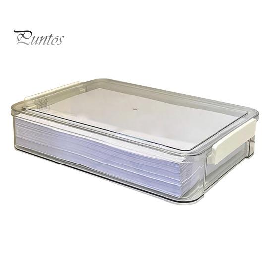 

Коробка для хранения файлов, пластиковая, с защелкивающимся дизайном, штабелируемая, прозрачная, большая вместимость, органайзер для файлов L