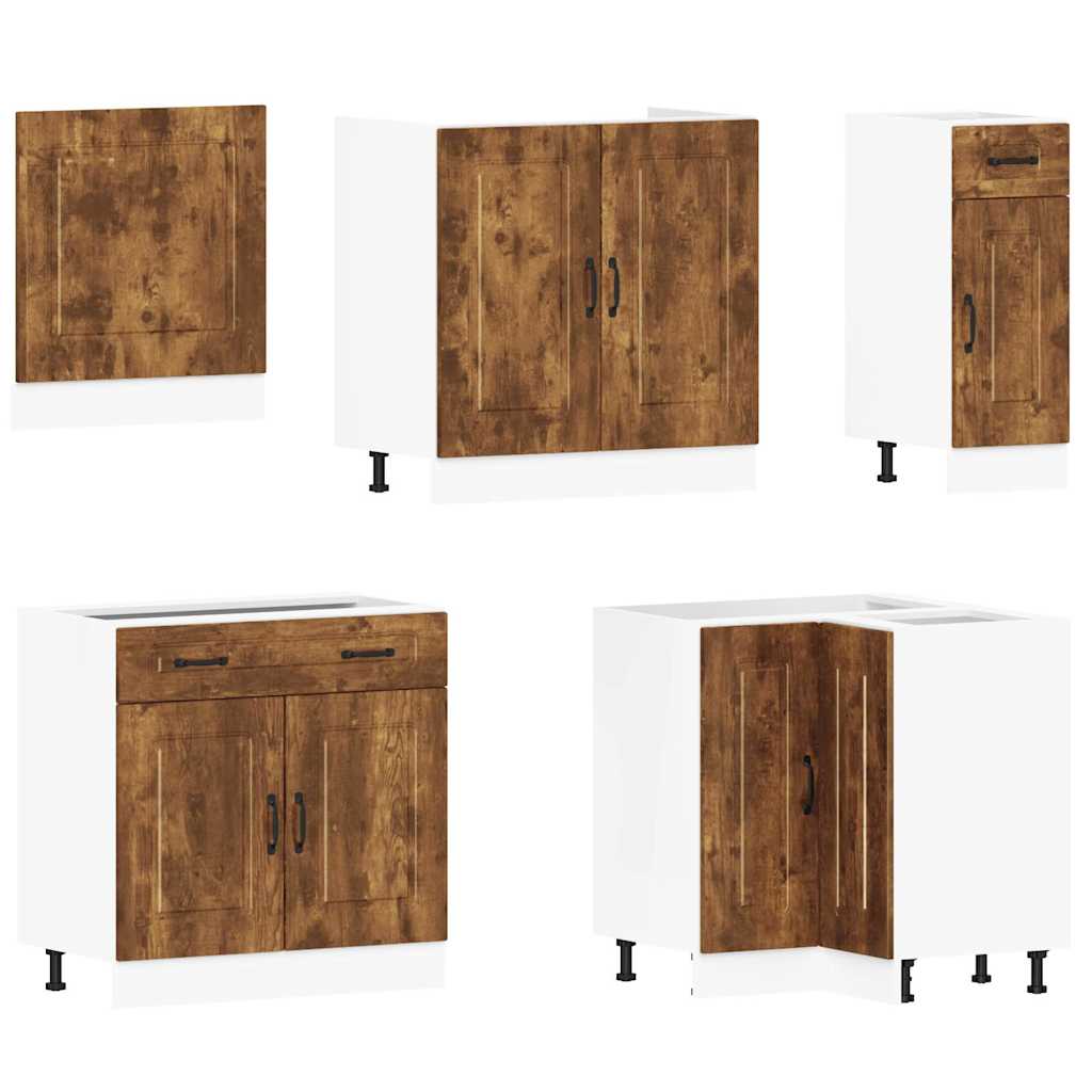 11 Piece Kitchen Cabinet Set Kalmar Smoked Oak Wood Based Material