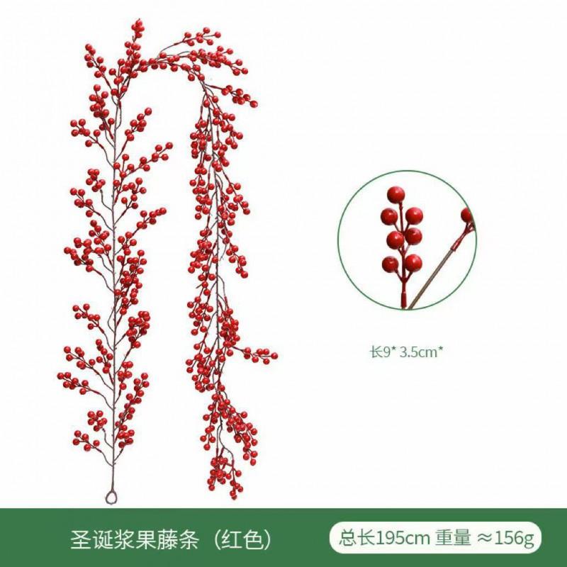 Artificial Red Berry Vine Garland Christmas Decor Holiday Party Home Wedding Styling