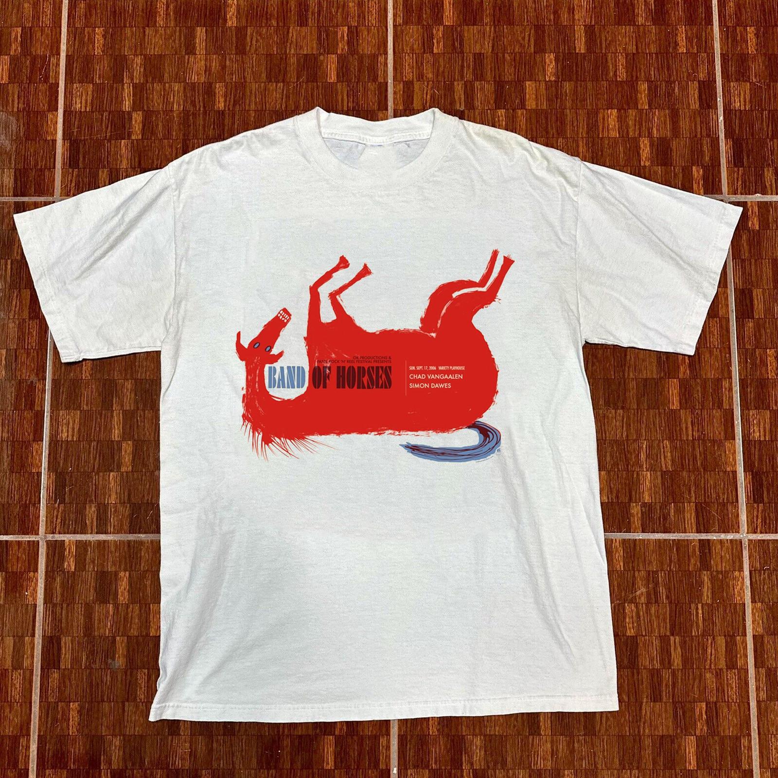 

Band of Horses 2006 Concert Poster Short Sleeve White All Size T-Shirt Mens Womens Tees Top Tops Tee XL