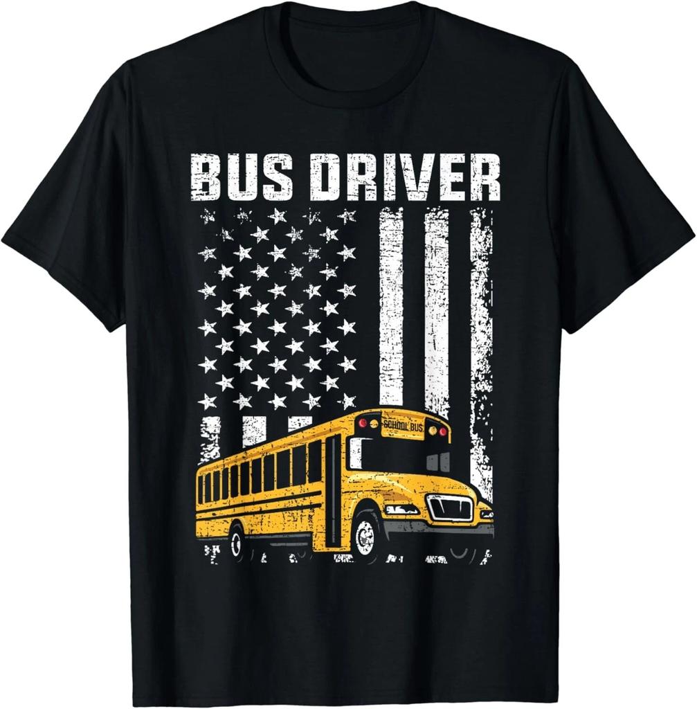 Patriotic USA School Bus Driver American Flag Back to School Gift Unisex T-Shirt