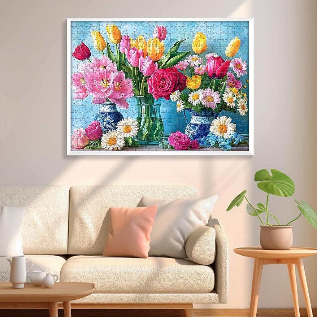 500 Piece Puzzle for Adults, Beautiful Flower Puzzles for Adults Senior, Age 12+, Tulip Rose Jigsaw Puzzles 500 Pieces, Challenging Puzzle Perfect