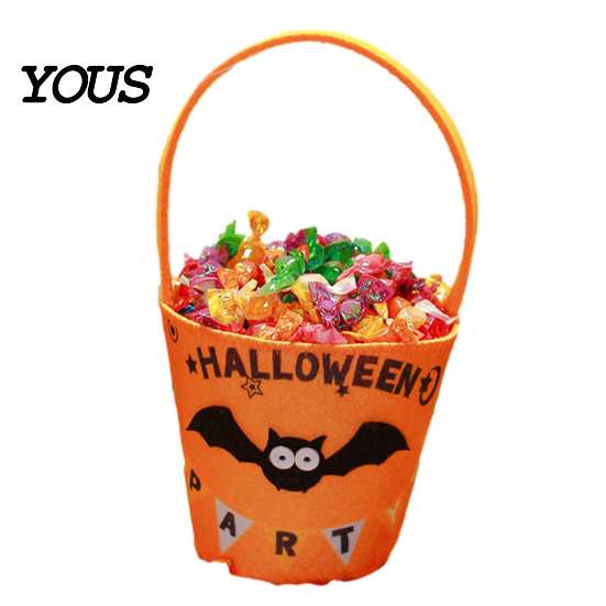 Lightweight Carrying Bag Halloween Trick or Treat Bucket for Kids, Pumpkin Face Ghost Bat Cat Role Play Props Candy Snack Basket, Holder with