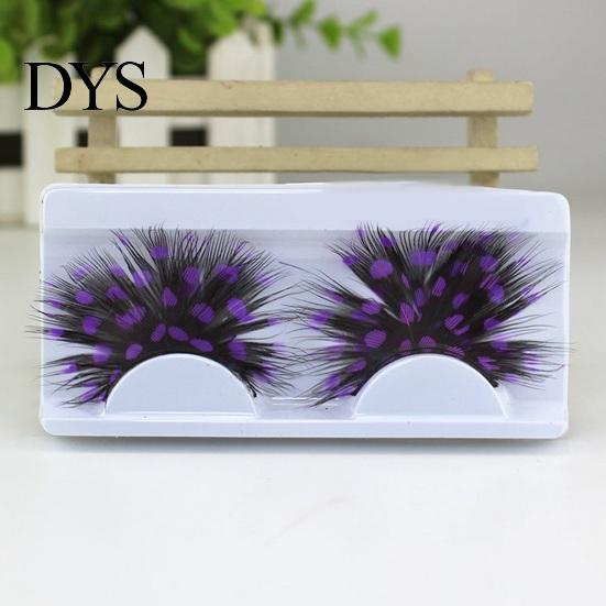 Natural & Dense Fake Lashes 1 Pair 3D Colorful Blue Color Artificial Feather Eyelash Extensions Eyelashes Extension Party Makeup for Halloween Cosplay