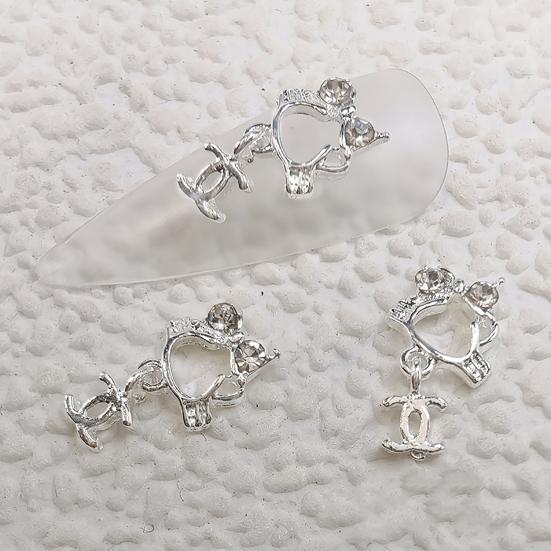3Pcs Nail Charms Sparkling Stunning Visual Effect Ultra-Light Creative Shape Wide Application DIY Alloy Shiny Bow-knot Rhinestone Nail Art Decorations