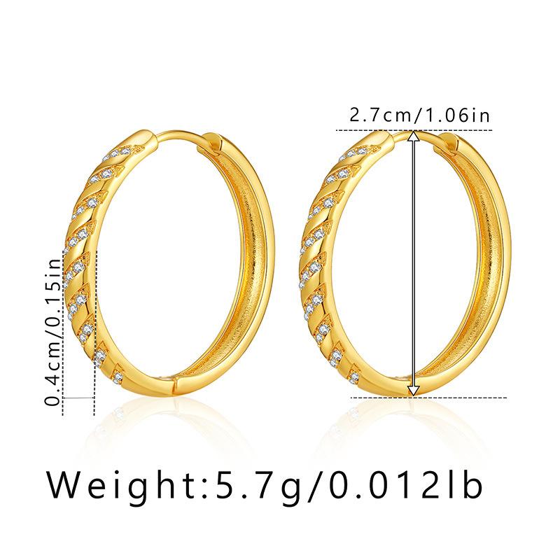 Classic Minimalist Plain Circle Zircon Earrings Versatile Business Chic Jewelry For Women
