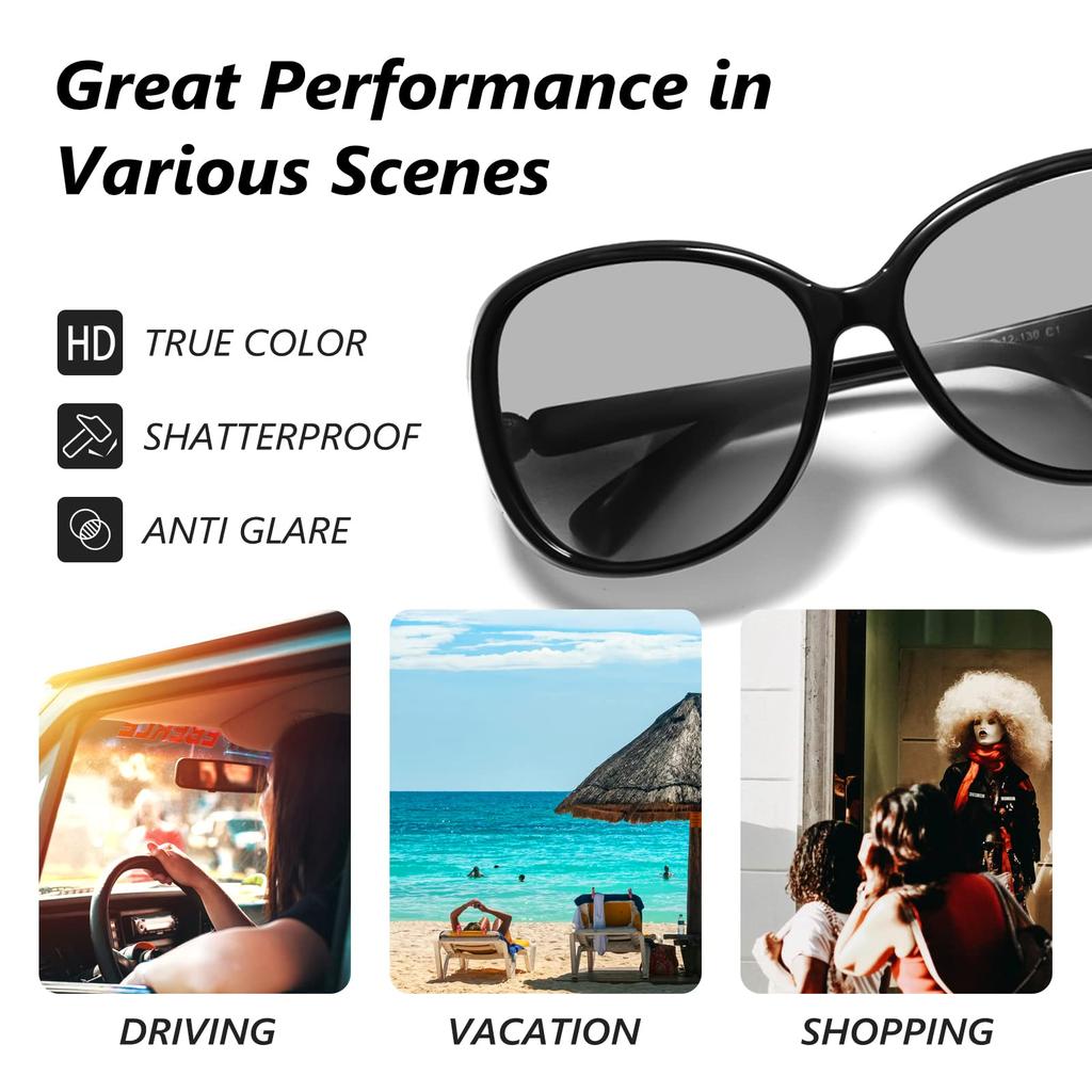UV For B2730 [FEISEDY] Sunglasses, Polarized, Women's, Photochromic, Discoloration, Fashionable, Protection, Sports, UV400, Lightweight, Driving,