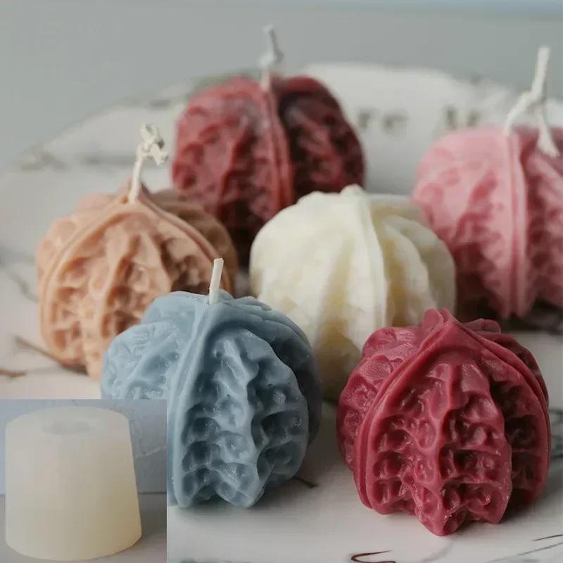 Valnøtt Håndlaget Kreativ Form Lysform Simulering Mat Silikon DIY Duftende Håndverksform Tilbehør Gaver Dekorasjon