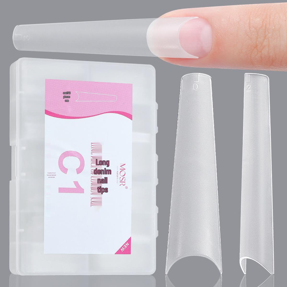 

240-Piece Extra Long Clear Coffin Acrylic Nail Tips for Salon & DIY Use
