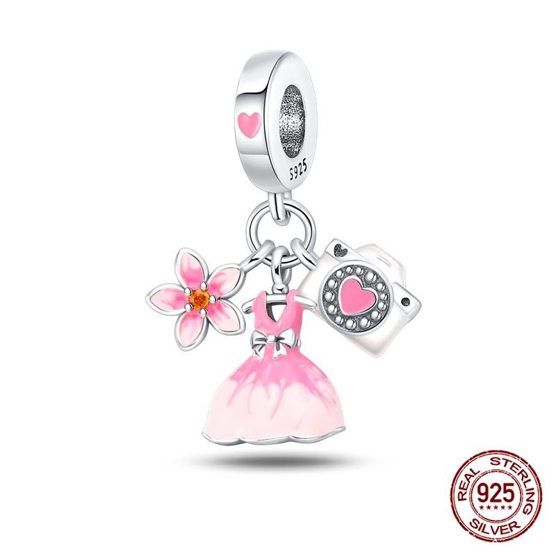 100%Copperpink Series Stars & High Heels Charms Fitoriginal Bracelets Diy Jewelry Making For Women Gift