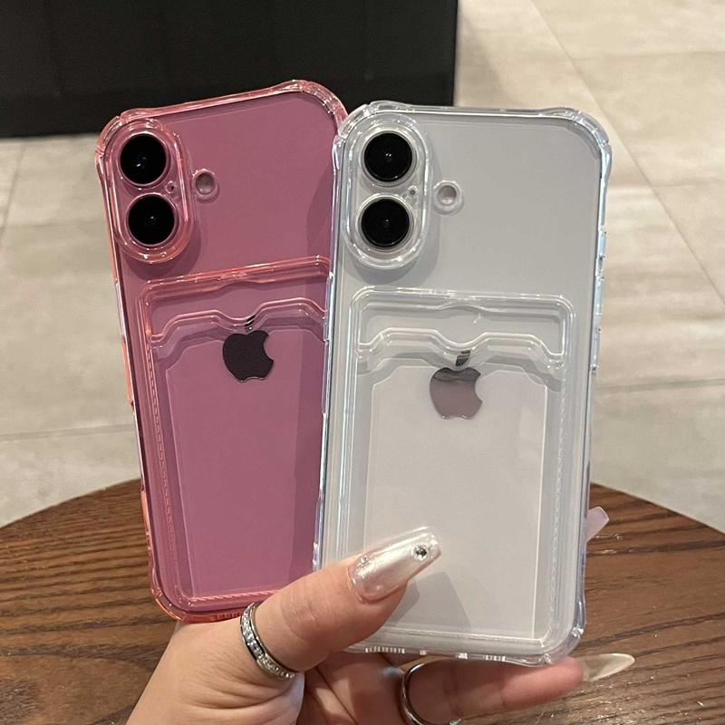 Soft Silicone Card TPU Transparent Phone Case For For Iphone 11 12 13 14 15 16 17 Pro Max Air Plus Clear Bumper Back Cases Cover