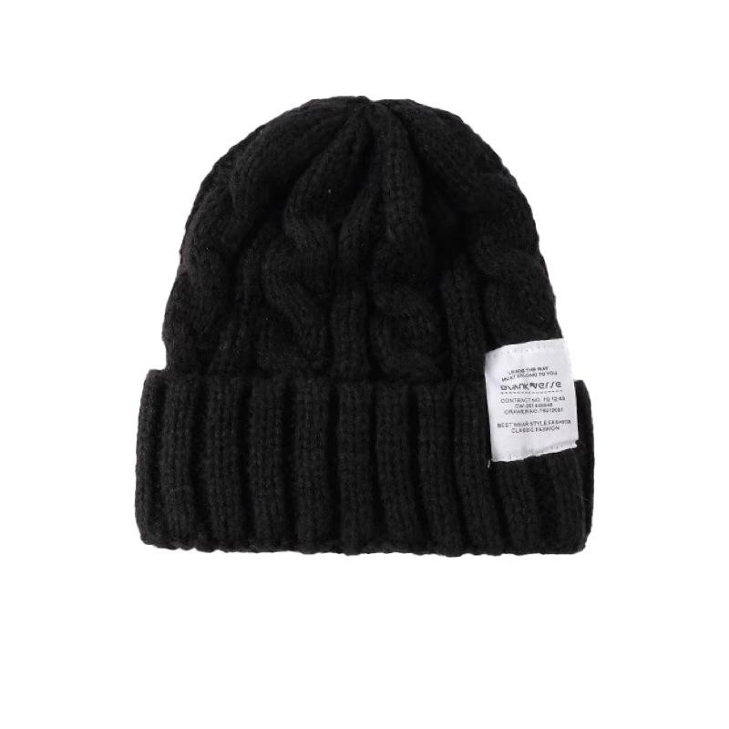 Simple Autumn and Winter Hat Big Head Circumference Knitted Wool Hat Loose Ins Face Small Twist Thickened Winter Warm Hat