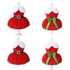 New Pet Christmas Clothing Cat Dog Red Dress Warm Bow Frock Santa Claus Clothes Kitten Puppy Christmas Gifts Pets Supplies